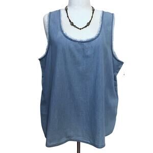 Caslon NWOT Light Wash Denim Sleeveless Top Women 2X